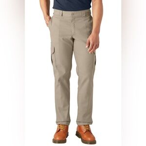 Dickies Men's Twill Stretch Cargo Pants - Khaki 34x32: Polyester Regular Rise
